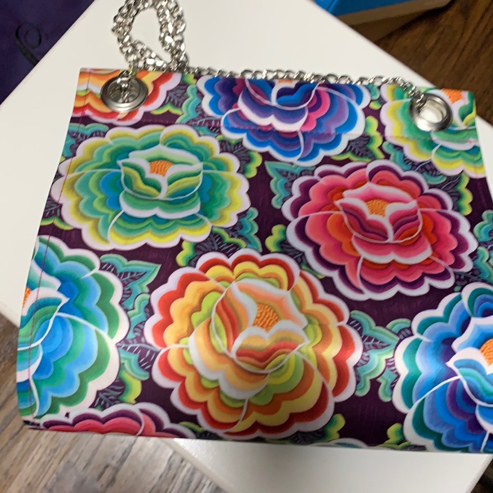 Tani Multicolor Colorful Floral Satin Shoulder Bag Purse